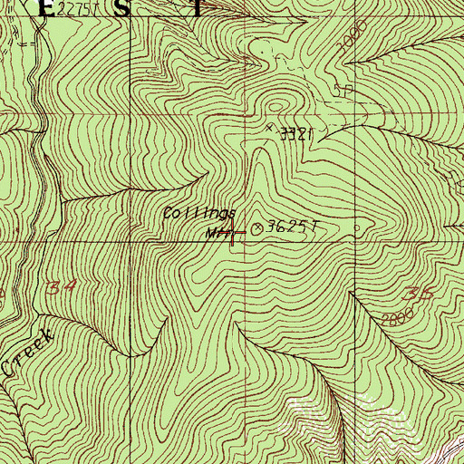 Topographic Map of Collings Mountain, OR
