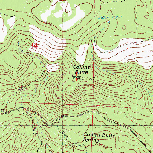 Topographic Map of Collins Butte, OR