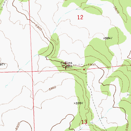 Topographic Map of Collins Cabin, OR