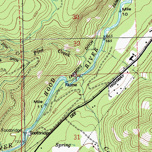 Topographic Map of Collins Creek, OR