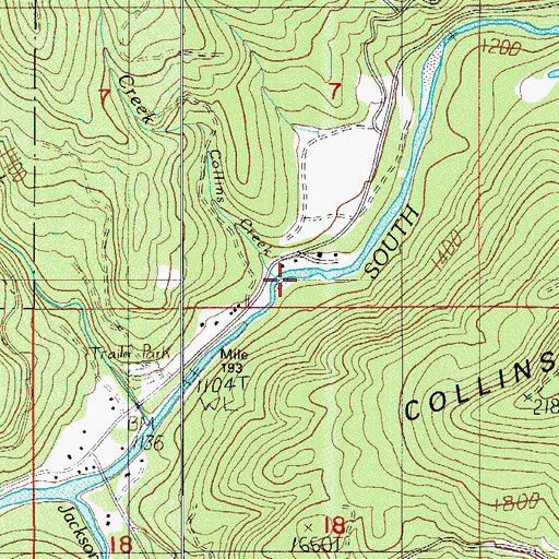 Topographic Map of Collins Creek, OR