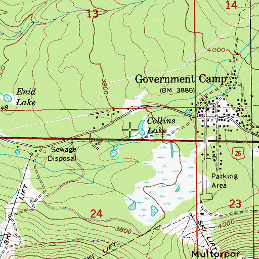 Topographic Map of Collins Lake, OR