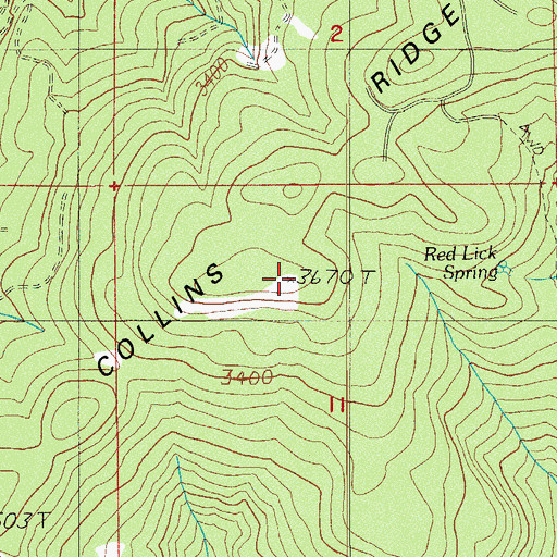 Topographic Map of Collins Lookout, OR