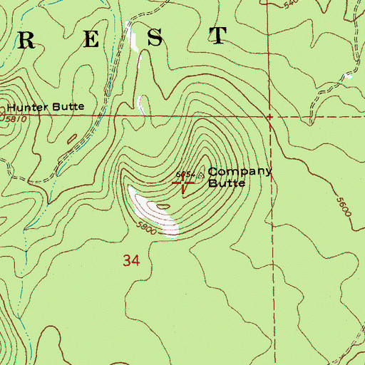 Topographic Map of Company Butte, OR