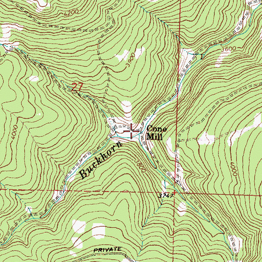 Topographic Map of Cone Mill, OR