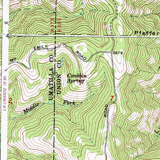 Topographic Map of Conklin Spring, OR