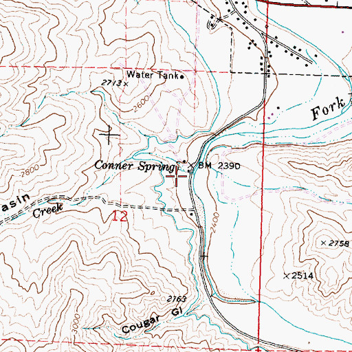 Topographic Map of Conner Creek, OR