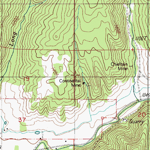 Topographic Map of Continental Mine, OR
