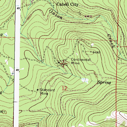 Topographic Map of Continental Mine, OR