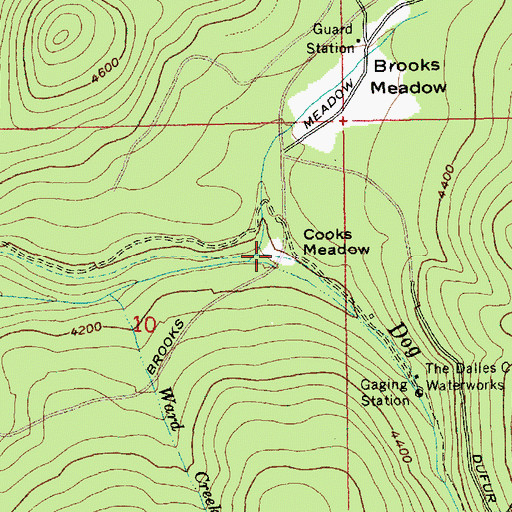 Topographic Map of Cooks Meadow, OR