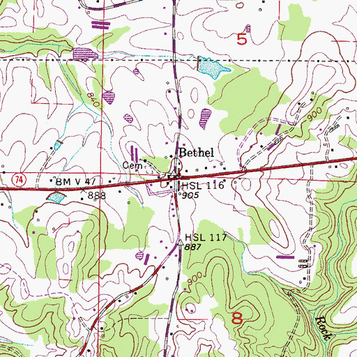 Topographic Map of Bethel, AL