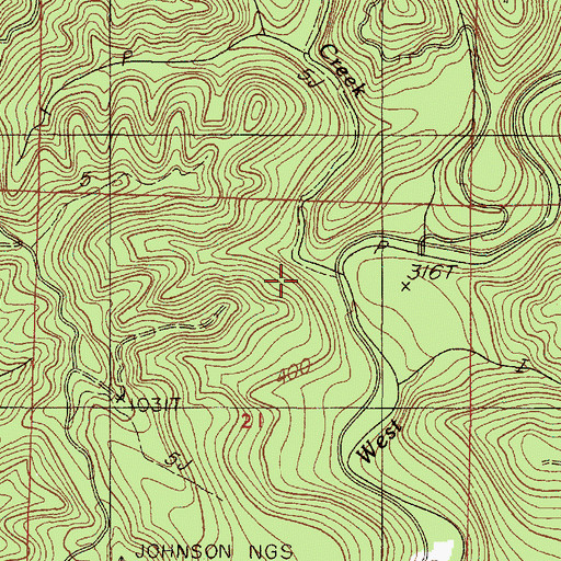 Topographic Map of Coon Creek, OR