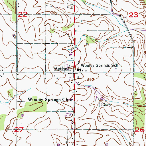 Topographic Map of Bethel, AL