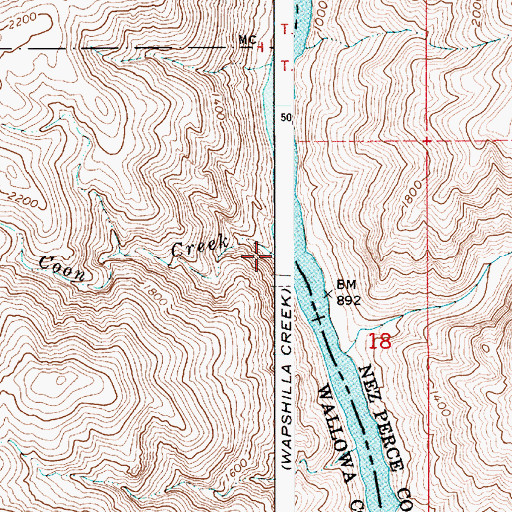 Topographic Map of Coon Creek, OR