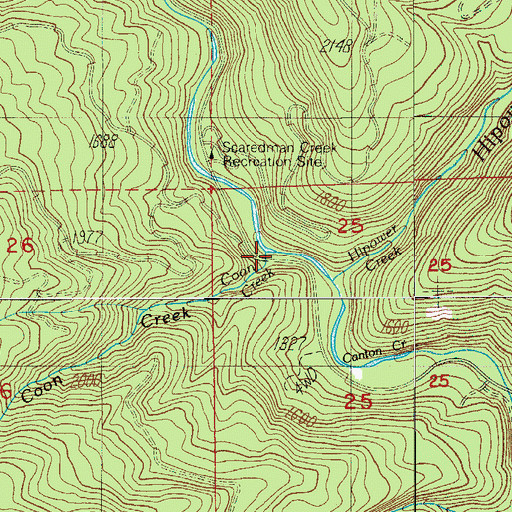 Topographic Map of Coon Creek, OR
