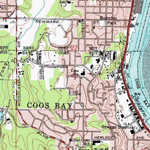 Topographic Map of Coos School (historical), OR