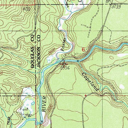 Topographic Map of Copeland Creek, OR