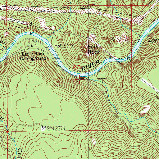 Topographic Map of Copeland Creek, OR