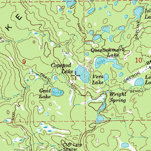 Topographic Map of Copepod Lake, OR