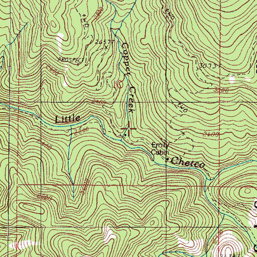 Topographic Map of Copper Creek, OR