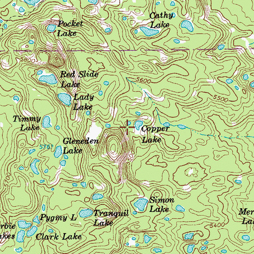 Topographic Map of Copper Lake, OR