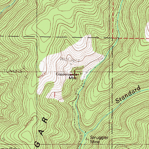 Topographic Map of Copperopolis Mine, OR
