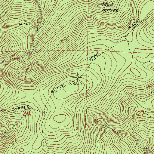 Topographic Map of Copple Butte Trail, OR