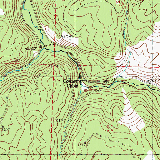 Topographic Map of Corbett Cabin, OR