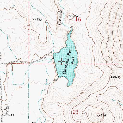 Topographic Map of Corcoran Reservoir, OR