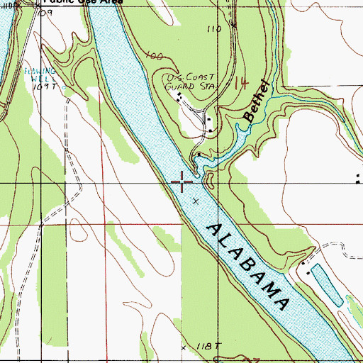 Topographic Map of Bethel Branch, AL