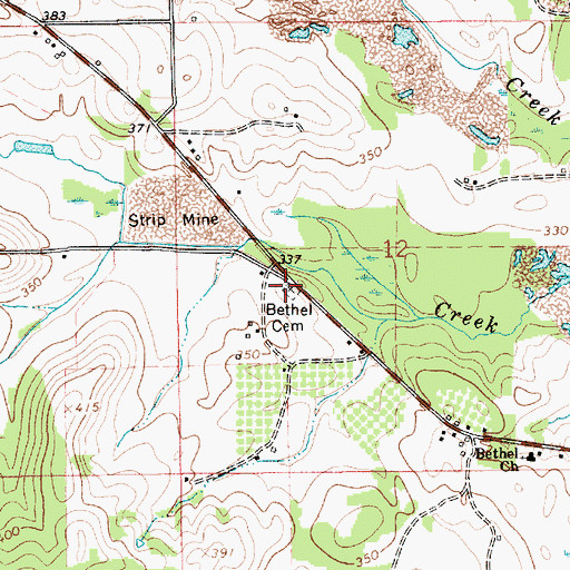 Topographic Map of Bethel Cemetery, AL