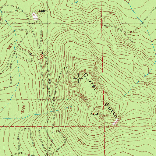 Topographic Map of Corral Butte, OR