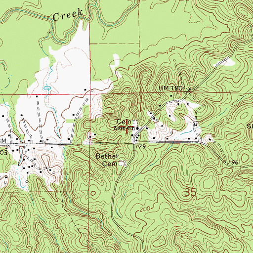 Topographic Map of Bethel Cemetery, AL