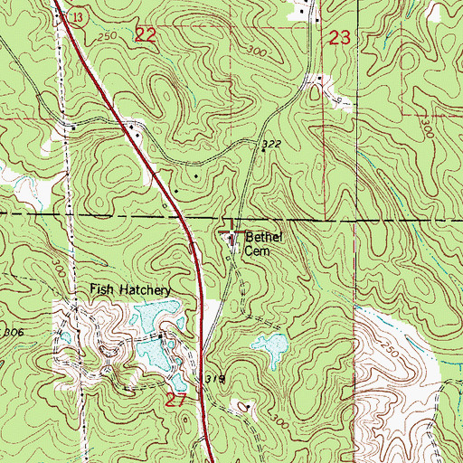Topographic Map of Bethel Cemetery, AL