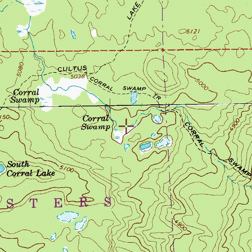 Topographic Map of Corral Swamp, OR