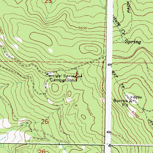 Topographic Map of Corrigal Spring Campground, OR