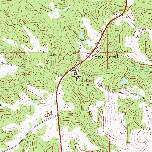 Topographic Map of Bethel Cemetery, AL