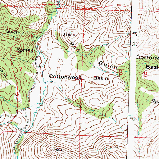 Topographic Map of Cottonwood Basin, OR