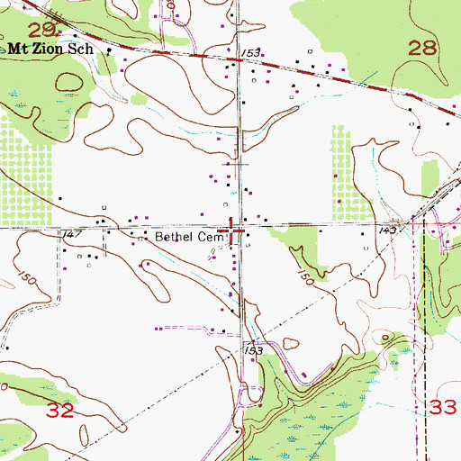 Topographic Map of Bethel Cemetery, AL