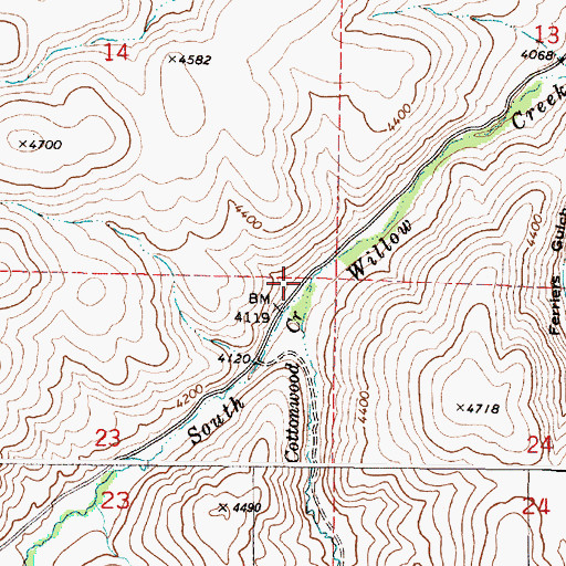 Topographic Map of Cottonwood Creek, OR