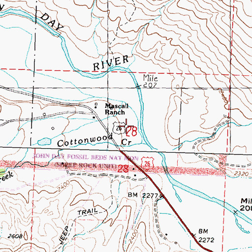 Topographic Map of Cottonwood Creek, OR