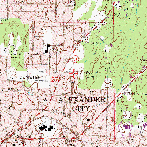 Topographic Map of Bethel Cemetery, AL