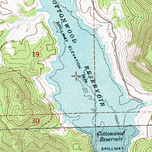 Topographic Map of Cottonwood Reservoir, OR