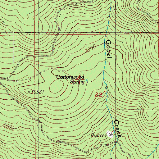 Topographic Map of Cottonwood Spring, OR