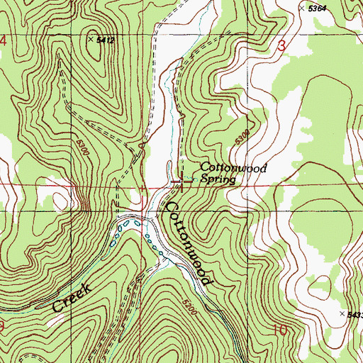 Topographic Map of Cottonwood Spring, OR
