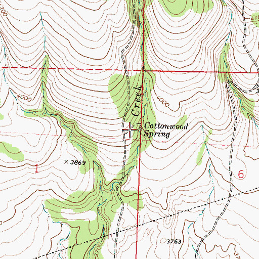 Topographic Map of Cottonwood Spring, OR