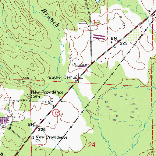 Topographic Map of Bethel Cemetery, AL