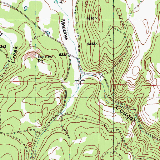 Topographic Map of Cougar Creek, OR