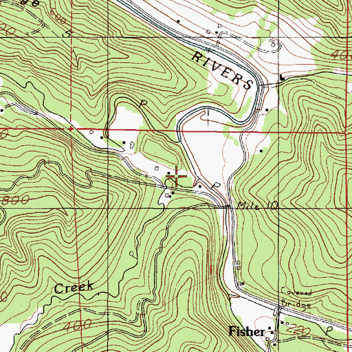 Topographic Map of Cougar Creek, OR