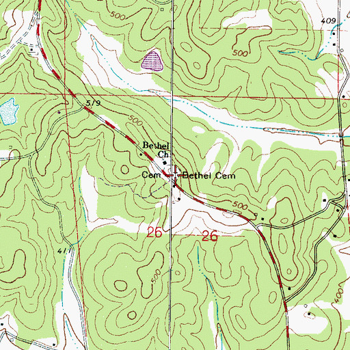 Topographic Map of Bethel Cemetery, AL